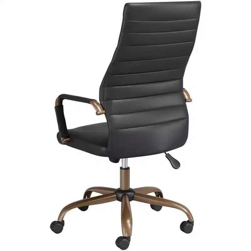 Studio 55D Sedia da ufficio regolabile in similpelle nera effetto vintage Primero