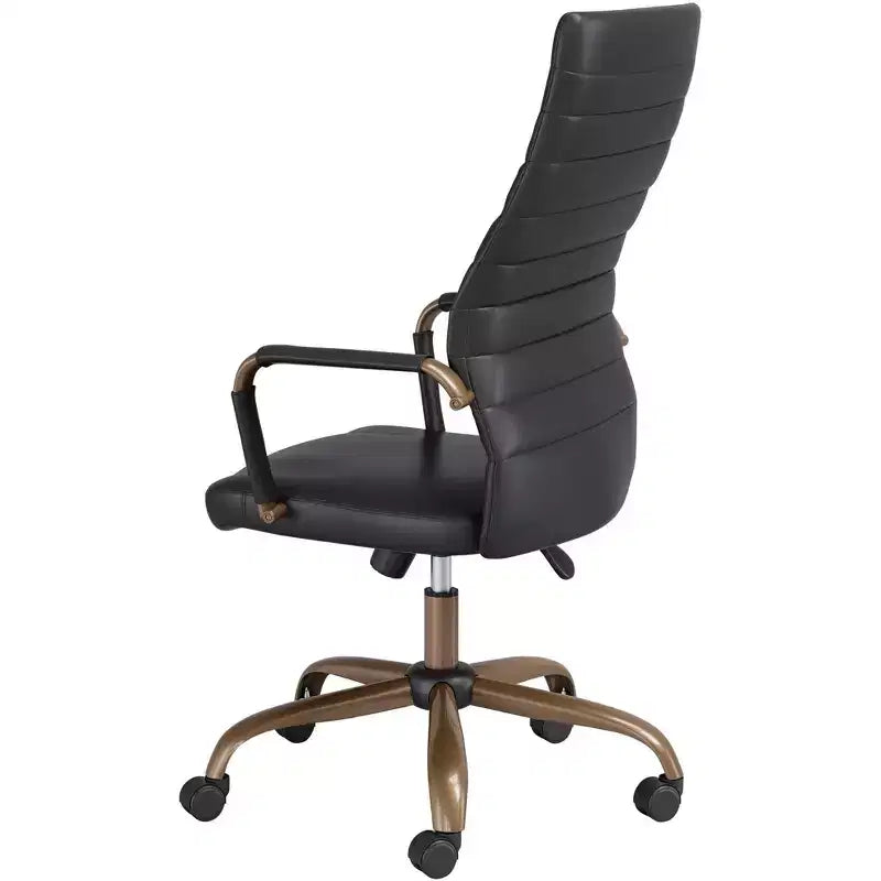 Studio 55D Sedia da ufficio regolabile in similpelle nera effetto vintage Primero