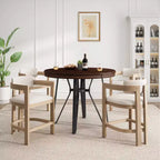 Christopher Knight Home Netia, set da pranzo moderno da 5 pezzi in metallo e legno di caucciù, altezza bancone, marrone naturale
