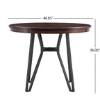 Christopher Knight Home Netia, set da pranzo moderno da 5 pezzi in metallo e legno di caucciù, altezza bancone, marrone naturale