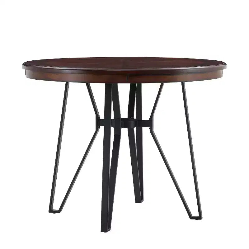 Christopher Knight Home Netia, set da pranzo moderno da 5 pezzi in metallo e legno di caucciù, altezza bancone, marrone naturale