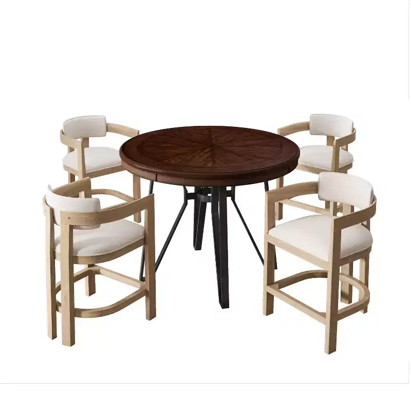 Christopher Knight Home Netia, set da pranzo moderno da 5 pezzi in metallo e legno di caucciù, altezza bancone, marrone naturale