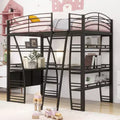 Whisen 77.1L x 56.7W Stylish Design Full Size Metal Frame Loft Bed with Shelves and L-shaped Desk