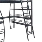 Whisen 77.1L x 56.7W Letto a soppalco in metallo matrimoniale dal design elegante con mensole e scrivania a L