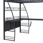 Whisen 77.1L x 56.7W Letto a soppalco in metallo matrimoniale dal design elegante con mensole e scrivania a L