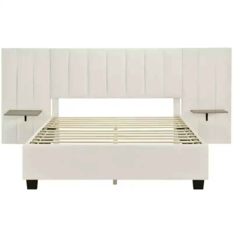 Letto imbottito con piattaforma Queen Size con testiera grande, Mobili per camera da letto
