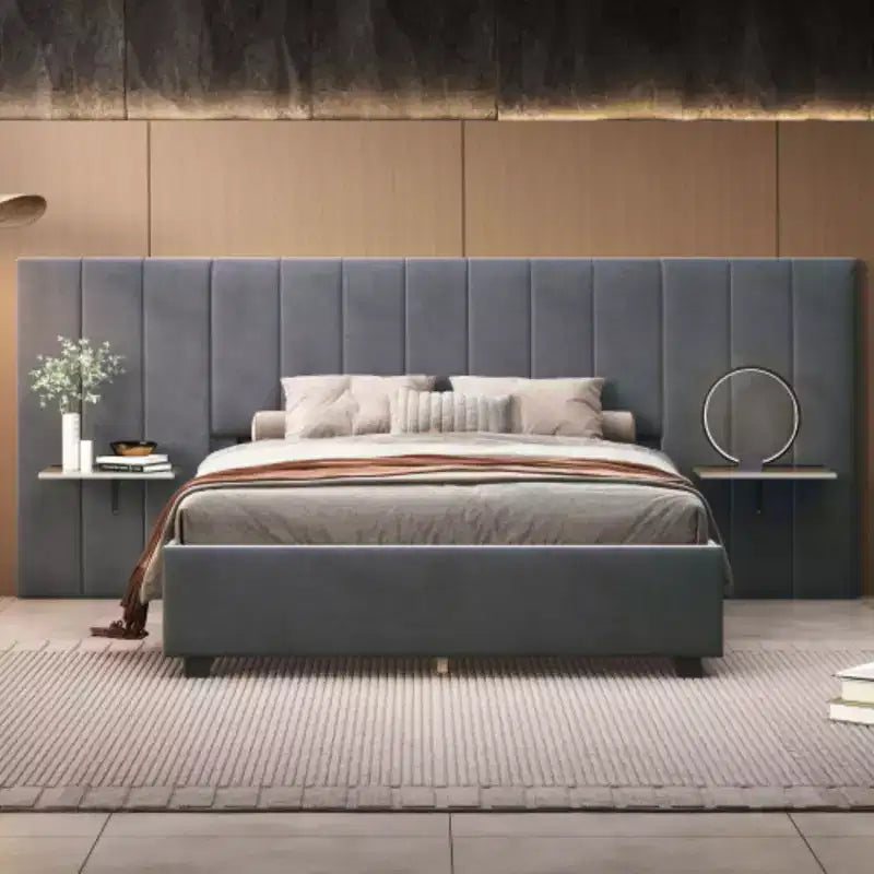 Letto imbottito con piattaforma Queen Size con testiera grande, Mobili per camera da letto