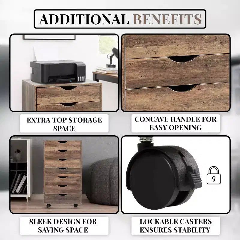 Classificatore per ufficio a 7 cassetti su ruote Home Imports Emporium