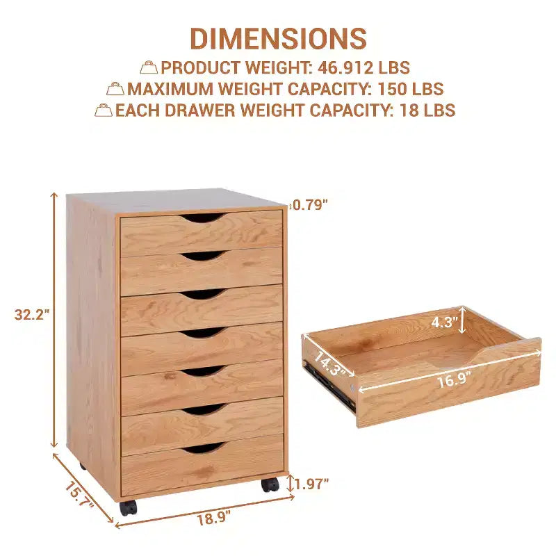 Classificatore per ufficio a 7 cassetti su ruote Home Imports Emporium