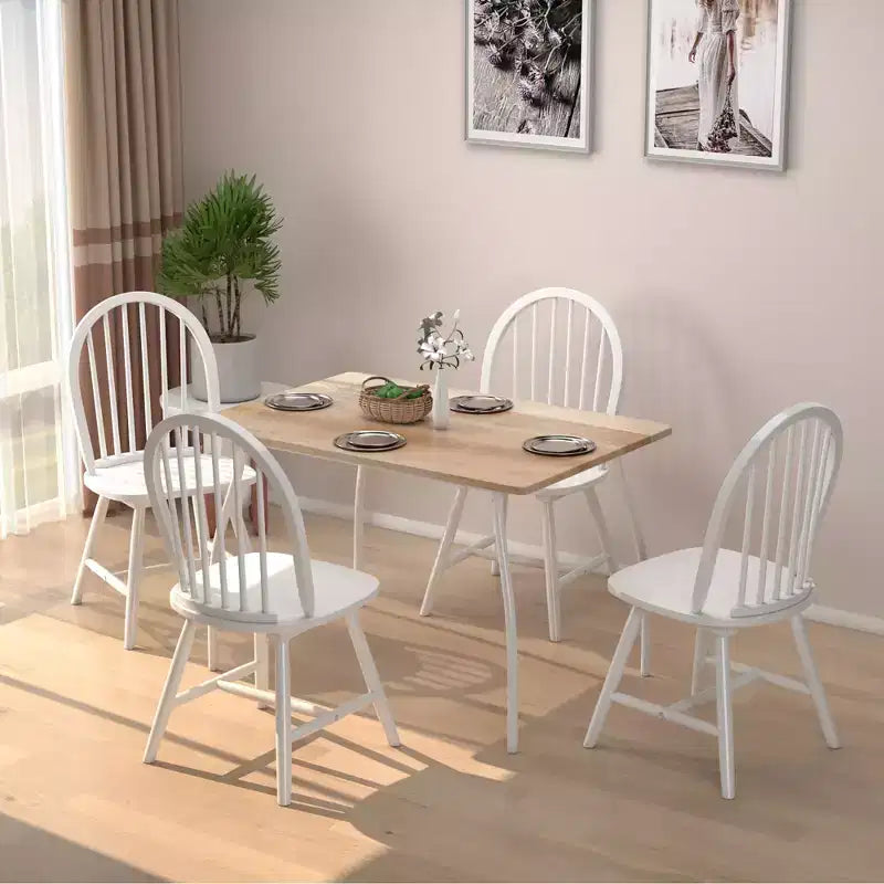 Set di 4 sedie laterali da pranzo Windsor vintage Costway, in legno, con schienale a fusi, per cucina, nere/bianche