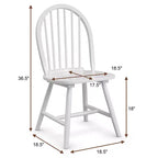 Set di 4 sedie laterali da pranzo Windsor vintage Costway, in legno, con schienale a fusi, per cucina, nere/bianche