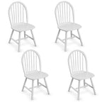 Set di 4 sedie laterali da pranzo Windsor vintage Costway, in legno, con schienale a fusi, per cucina, nere/bianche