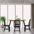 Set di 4 sedie laterali da pranzo Windsor vintage Costway, in legno, con schienale a fusi, per cucina, nere/bianche