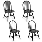 Set di 4 sedie laterali da pranzo Windsor vintage Costway, in legno, con schienale a fusi, per cucina, nere/bianche
