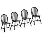 Set di 4 sedie laterali da pranzo Windsor vintage Costway, in legno, con schienale a fusi, per cucina, nere/bianche