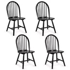 Costway Set of 4 Vintage Windsor Dining Side Chair Wood Spindleback Kitchen Room Black\White