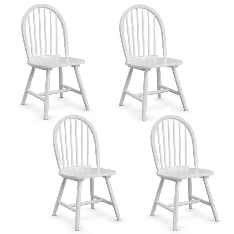 Set di 4 sedie laterali da pranzo Windsor vintage Costway, in legno, con schienale a fusi, per cucina, nere/bianche