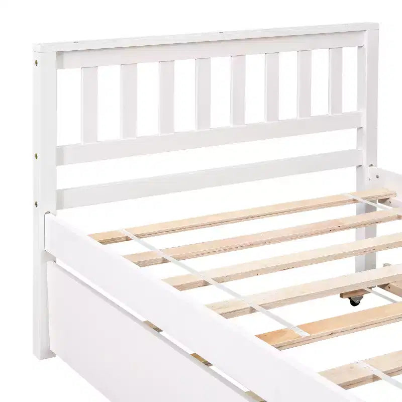 Struttura Letto a Piattaforma Matrimoniale Singola Whisen in Legno con Letto Estraibile, con Testiera e Pediera
