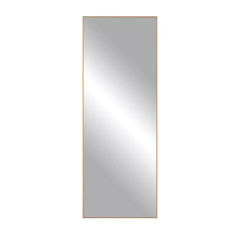 Specchio Rettangolare a Figura Intera con Cornice Sottile in Alluminio Dorato e Supporto