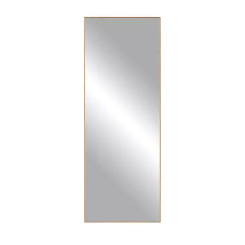 Specchio Rettangolare a Figura Intera con Cornice Sottile in Alluminio Dorato e Supporto