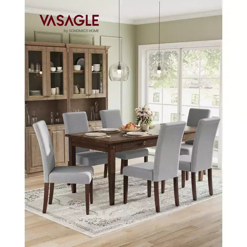 VASAGLE Sedie da Pranzo, Set di 2 Sedie, Sedie Parsons, Seduta Spessa, Rivestimento in Tessuto Rimovibile, Schienale Alto, 58 x 48 x 100 cm
