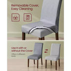 VASAGLE Sedie da Pranzo, Set di 2 Sedie, Sedie Parsons, Seduta Spessa, Rivestimento in Tessuto Rimovibile, Schienale Alto, 58 x 48 x 100 cm