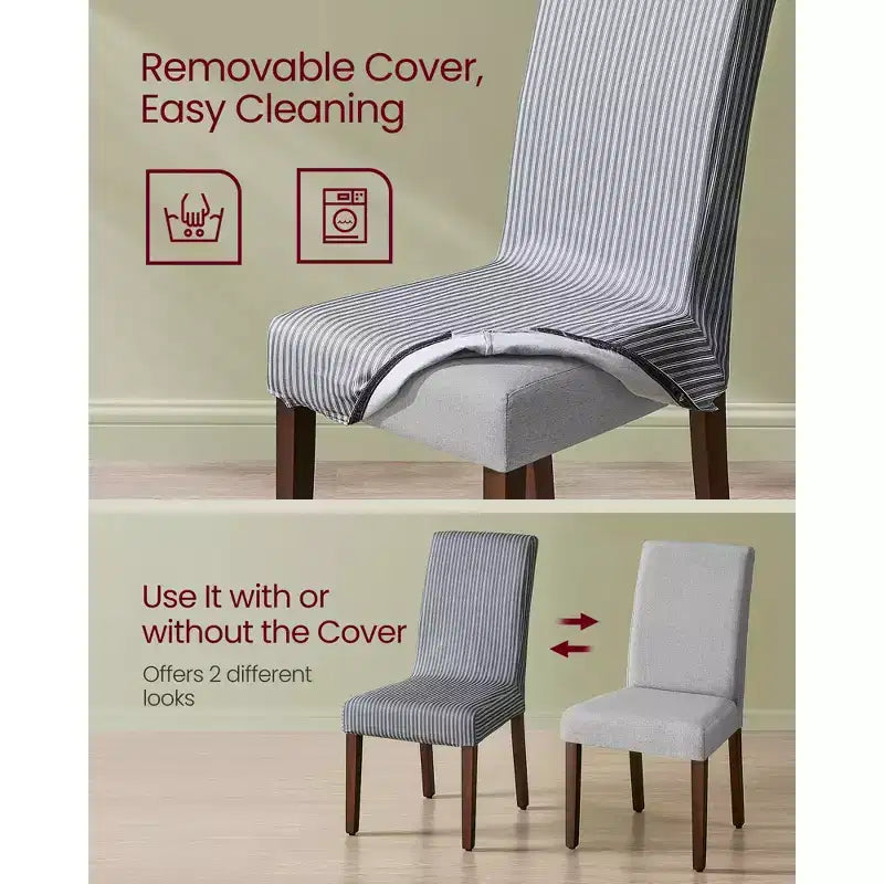 VASAGLE Sedie da Pranzo, Set di 2 Sedie, Sedie Parsons, Seduta Spessa, Rivestimento in Tessuto Rimovibile, Schienale Alto, 58 x 48 x 100 cm