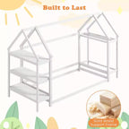 Letto a capanna Costway Twin Size Montessori a pavimento con ripiani rimovibili Grigio/Bianco