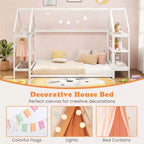 Letto a capanna Costway Twin Size Montessori a pavimento con ripiani rimovibili Grigio/Bianco