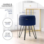 Poggiapiedi contenitore rotondo StorageBud in velluto pieghettato, poggiapiedi con contenitore, poggiapiedi per soggiorno e camera da letto, poggiapiedi moderno