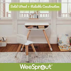 WeeSprout Set Scrivania e Sedia per Bambini, Robuste Gambe e Superficie della Scrivania in Legno Massello, Altezza Regolabile