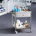VEVOR Medical Cart, 2-Layer Stainless Steel Cart 220 lbs Weight Capacity, Lab Utility Cart with 360 Silent Wheels and a Drawer