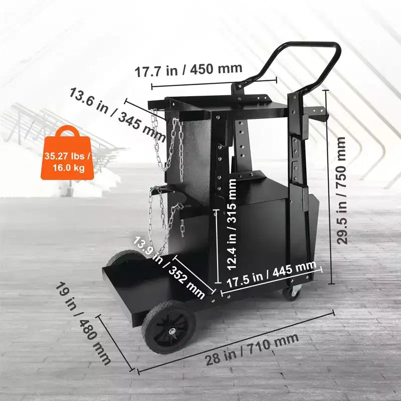 Carrello per saldatura VEVOR, carrello per saldatrice resistente a 2 livelli con armadietto bloccabile antifurto
