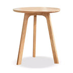 GDFStudio Wallis Tavolino rotondo con tre gambe in rovere massello, altezza 19,7, stile minimalista