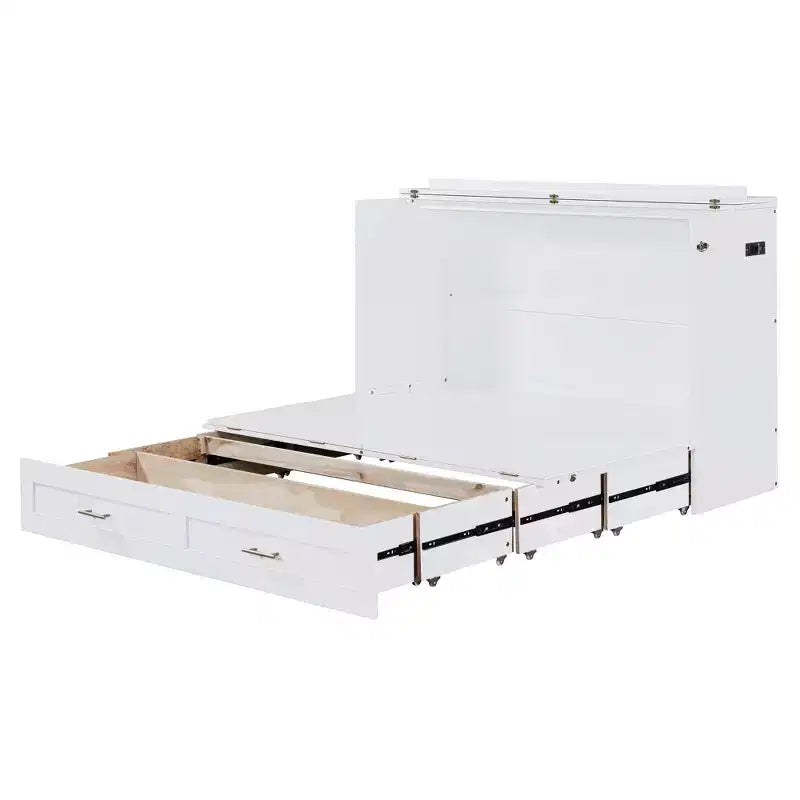 Letto a scomparsa matrimoniale Whisen Clever Design, ripiegabile in un armadio con cassetto e porte USB