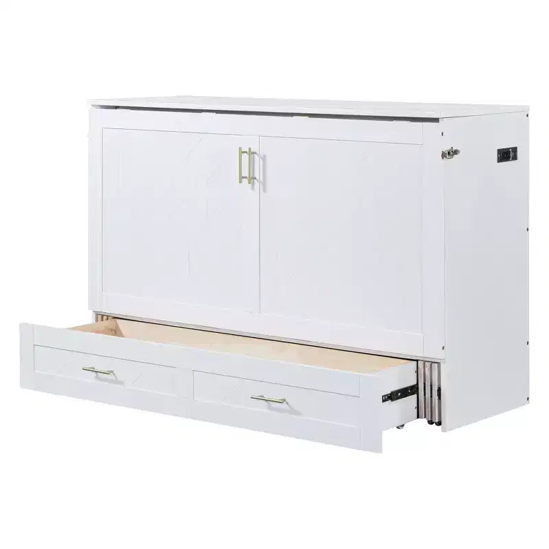 Letto a scomparsa matrimoniale Whisen Clever Design, ripiegabile in un armadio con cassetto e porte USB