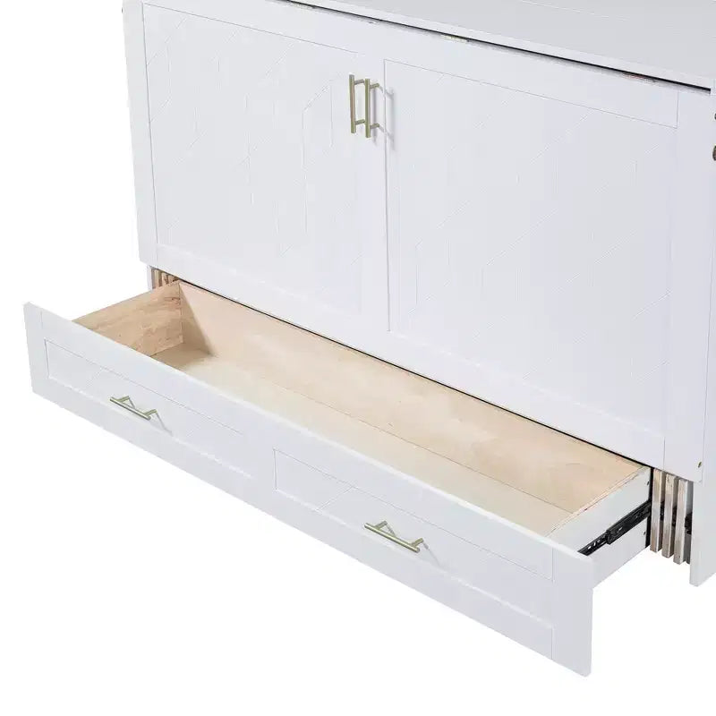 Letto a scomparsa matrimoniale Whisen Clever Design, ripiegabile in un armadio con cassetto e porte USB