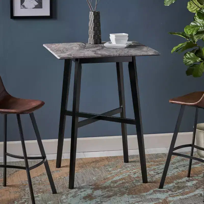 Tavolo da bar quadrato Hildred di GDFStudio, moderno, in laminato e legno di gomma, 42"