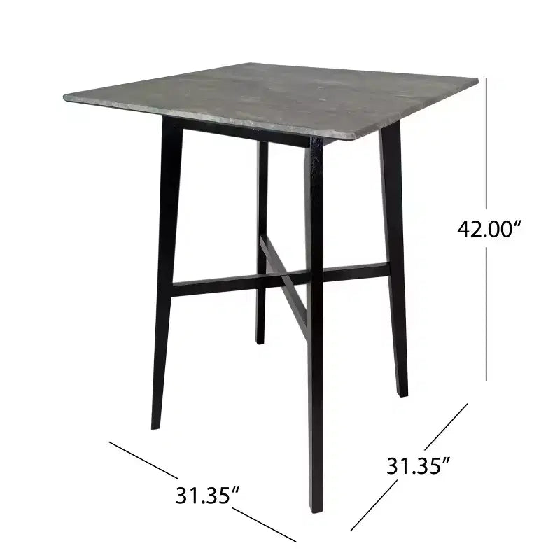Tavolo da bar quadrato Hildred di GDFStudio, moderno, in laminato e legno di gomma, 42"