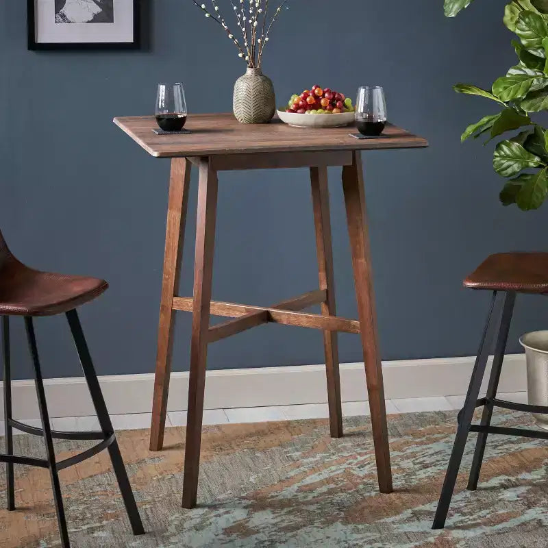 Tavolo da bar quadrato Hildred di GDFStudio, moderno, in laminato e legno di gomma, 42"