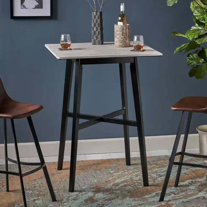 Tavolo da bar quadrato Hildred di GDFStudio, moderno, in laminato e legno di gomma, 42"