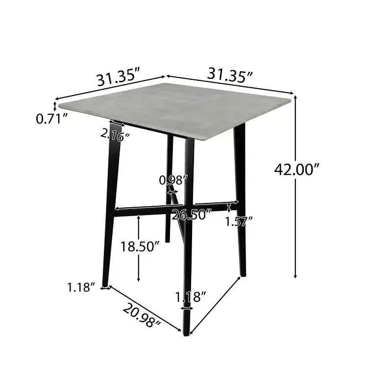 Tavolo da bar quadrato Hildred di GDFStudio, moderno, in laminato e legno di gomma, 42"