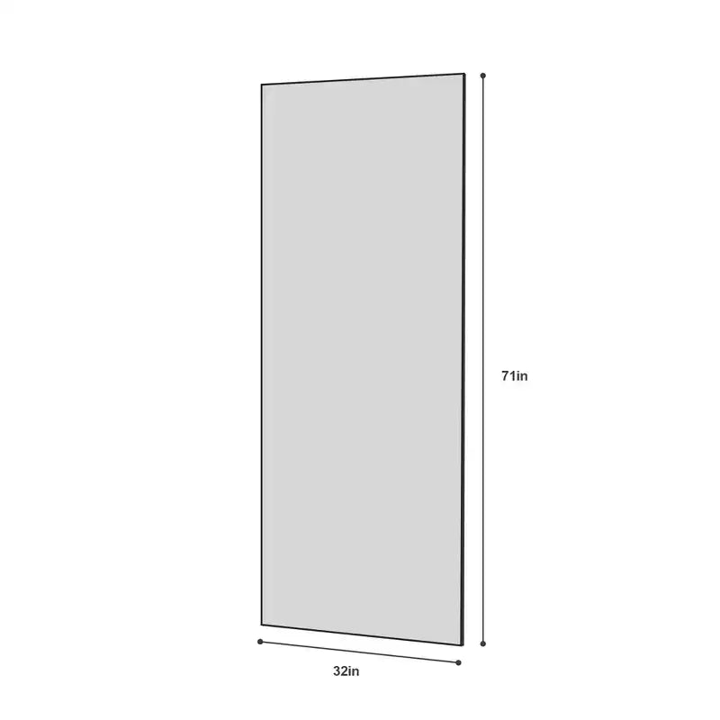 Specchio a figura intera 70 x 31 pollici con cornice in lega di alluminio nera, da appoggiare o montare a parete, ideale per camera da letto, soggiorno e corridoio