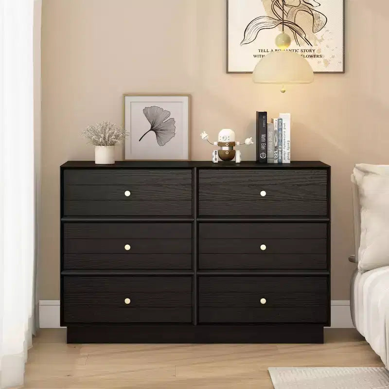 Heynemo Comò a 6 cassetti, cassettiere moderne con manopole in cristallo e striscia verniciata, per camera da letto, soggiorno, corridoio, armadio