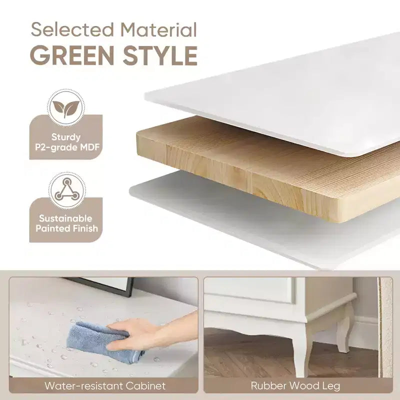 Cassettiera Heynemo per camera da letto, cassettiera moderna a 5 cassetti con gambe in legno massello e finitura verniciata, ideale per soggiorno, cameretta, corridoio, ingresso,