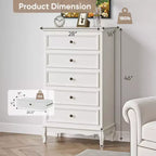 Cassettiera Heynemo per camera da letto, cassettiera moderna a 5 cassetti con gambe in legno massello e finitura verniciata, ideale per soggiorno, cameretta, corridoio, ingresso,