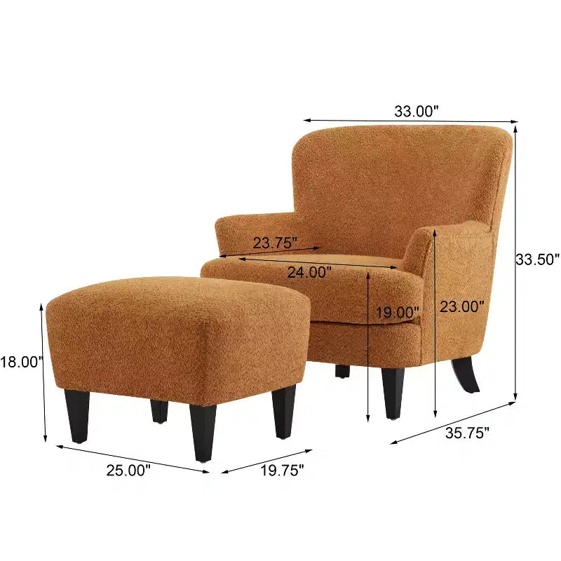 Christopher Knight Home Gerald Set Sedia e Pouf Club Contemporanei Rivestiti in Bouclé