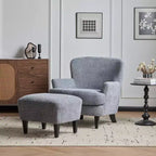 Christopher Knight Home Gerald Set Sedia e Pouf Club Contemporanei Rivestiti in Bouclé