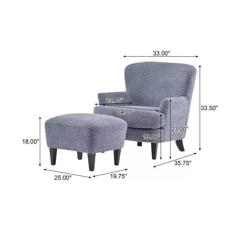 Christopher Knight Home Gerald Set Sedia e Pouf Club Contemporanei Rivestiti in Bouclé