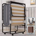 Mjkone Adult Folding Bed with Memory Foam Mattress Sleeper Wood Slats,With dust cover,75*32